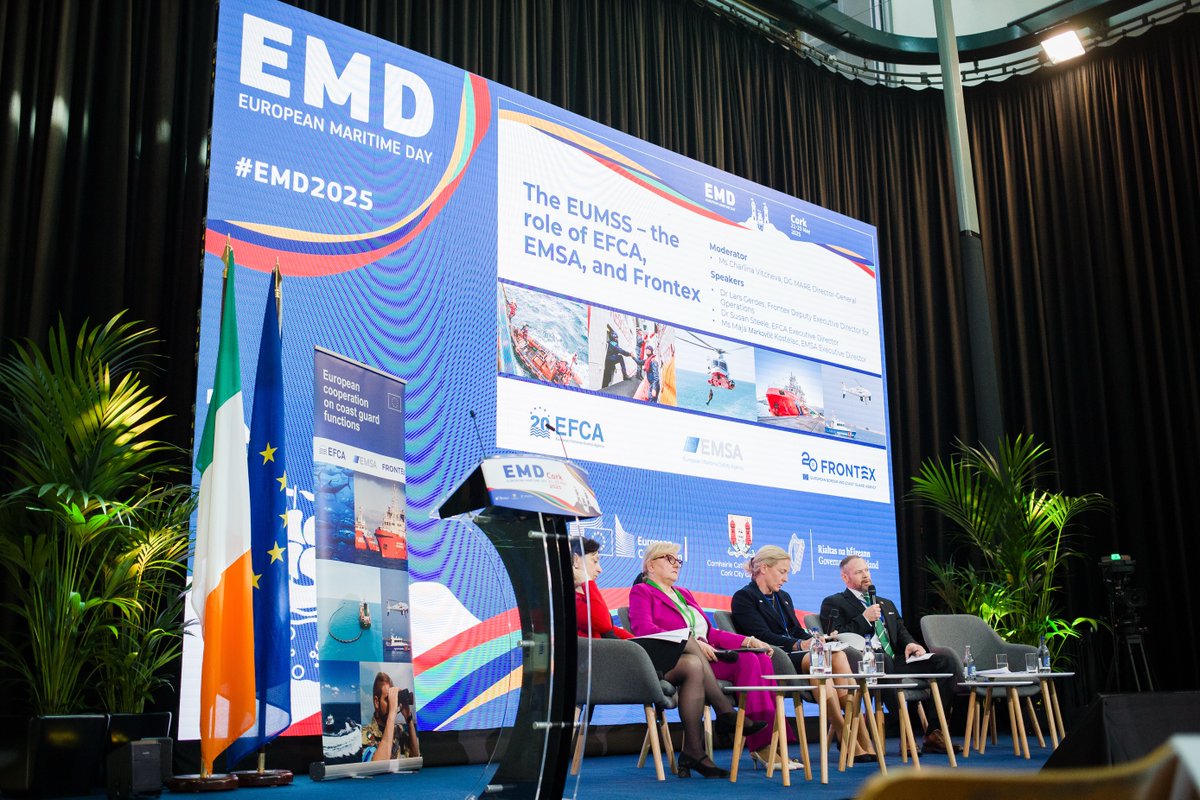 European Maritime Safety Agency (EMSA) (@emsa_eu) on Twitter photo Today at European Maritime Day #EMD in Cork 🌊⛴️🐬our Executive Director Maja Markovčić Kostelac participated in a panel discussion on the EU Maritime Security Strategy with <a href="/EU_MARE/">EU Maritime & Fish</a> <a href="/EFCA_EU/">European Fisheries Control Agency</a> and <a href="/Frontex/">Frontex</a> Today at European Maritime Day #EMD in Cork 🌊⛴️🐬our Executive Director Maja Markovčić Kostelac participated in a panel discussion on the EU Maritime Security Strategy with <a href="/EU_MARE/">EU Maritime & Fish</a> <a href="/EFCA_EU/">European Fisheries Control Agency</a> and <a href="/Frontex/">Frontex</a>