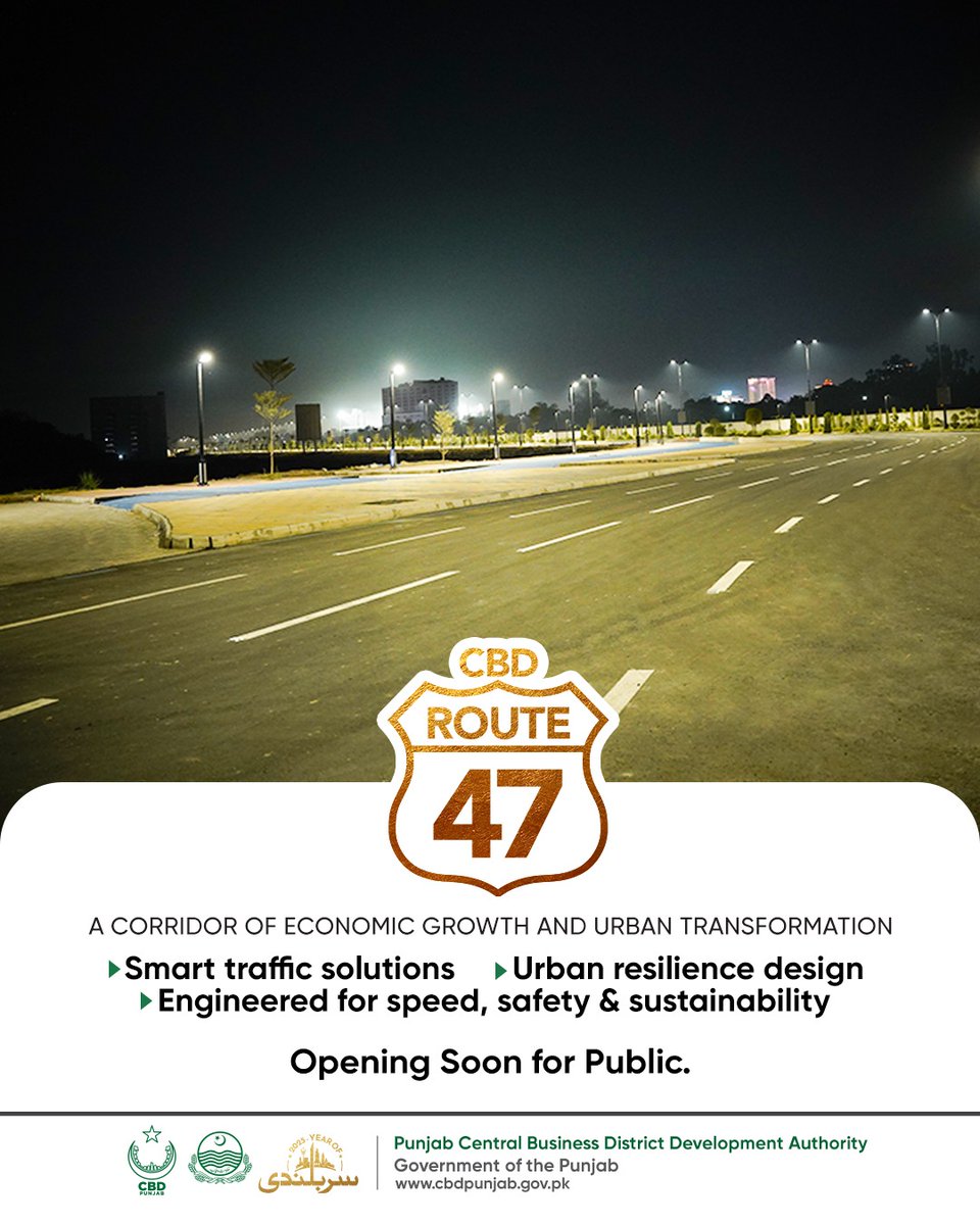 Built for Progress, Designed for the Future

CBD Route 47 is more than a road — it's a bold step toward smarter cities, sustainable mobility, and inclusive economic growth.

OPENING SOON FOR PUBLIC!

#CBDPunjab #PremiumDevelopmentAuthority #Route47