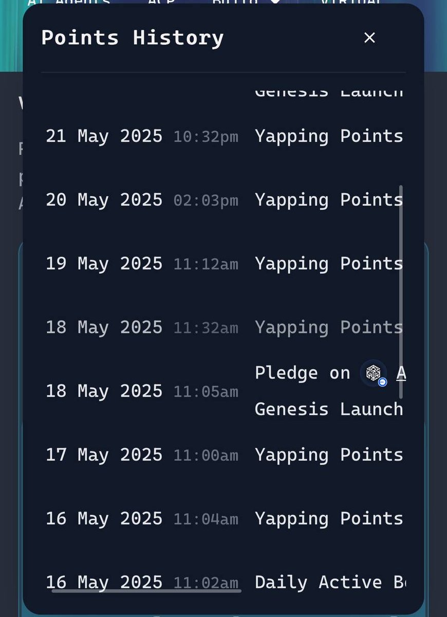 Stace ๐ฆพ (@staceomi) on Twitter photo GM VIRGENS!
Times are changing in the <a href="/virtuals_io/">Virtuals Protocol</a> ecosystem, only yapping won't give you the maximum number of points to pledge to get into genesis launches.
Here is an updated guide to maximize virgen points for Genesis launches, firstly you get points in several ways:
1. GM VIRGENS!
Times are changing in the <a href="/virtuals_io/">Virtuals Protocol</a> ecosystem, only yapping won't give you the maximum number of points to pledge to get into genesis launches.
Here is an updated guide to maximize virgen points for Genesis launches, firstly you get points in several ways:
1.