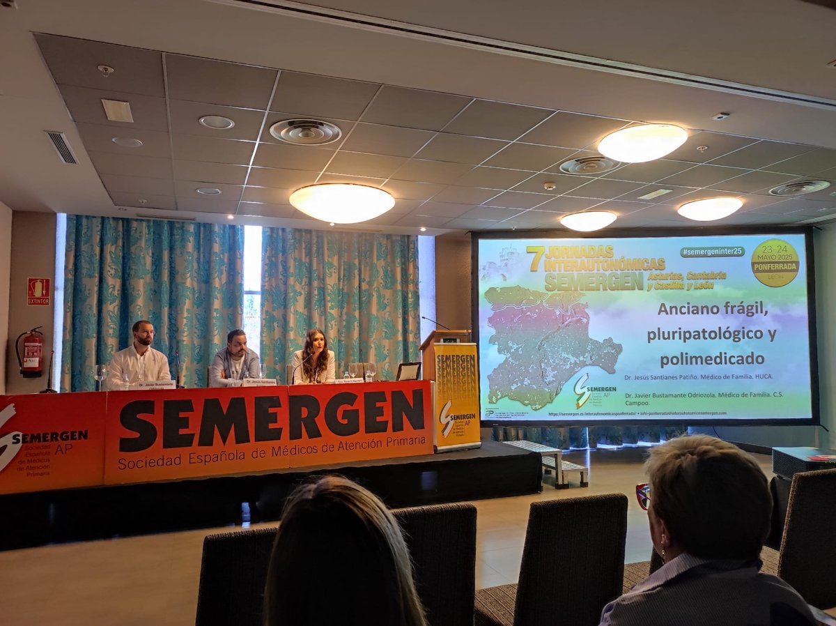 Seminario Anciano frágil, pluripatológicos y polimedicado.
VII Jornadas Interautonómicas SEMERGEN Asturias, Cantabria y Castilla León en #Ponferrada. 👨‍⚕️👩🏿‍⚕️👩🏼‍⚕️ <a href="/SEMERGENCantab1/">SEMERGEN Cantabria</a> <a href="/SemergenCyL/">SEMERGEN-CyL</a> <a href="/semergenast/">SEMERGEN ASTURIAS</a> <a href="/SEMERGENap/">SEMERGEN | Médicos de AP #SEMERGEN25</a> <a href="/dr_santianespat/">Jesús Santianes</a>
#SEMERGENAsturCantCyL25