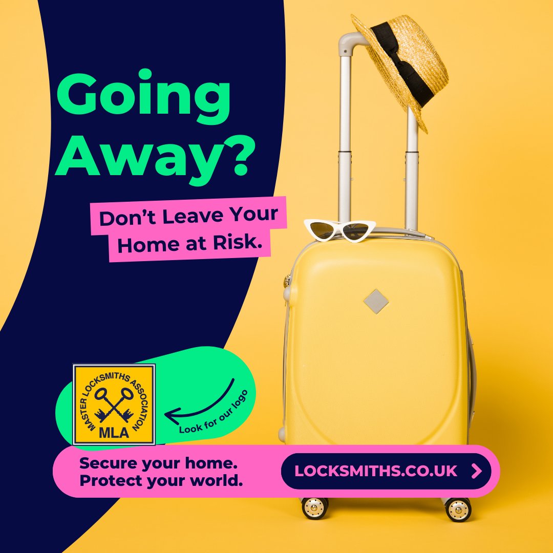 MLA_locksmiths's tweet photo. Heading away this half term?
🏠 Don’t forget home security!

✅ Lock windows/doors
✅ Remove spare keys
✅ Check alarms
❗ Don’t post holiday plans online until you’re home

Find an MLA Approved Locksmith 👉 https://t.co/7o8fceZVVS

#HomeSecurity #MLAApproved https://t.co/kBRXg313tE