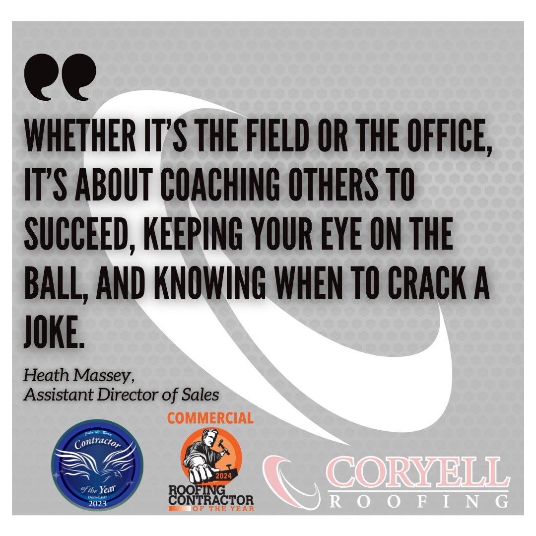 Whether it’s the field or the office, great leadership means coaching others, staying focused, and knowing when to crack a joke.
— Heath Massey, Assistant Director of Sales
#FridayInspo #TeamCoryell #LeadershipWithHeart #SettingTheStandard