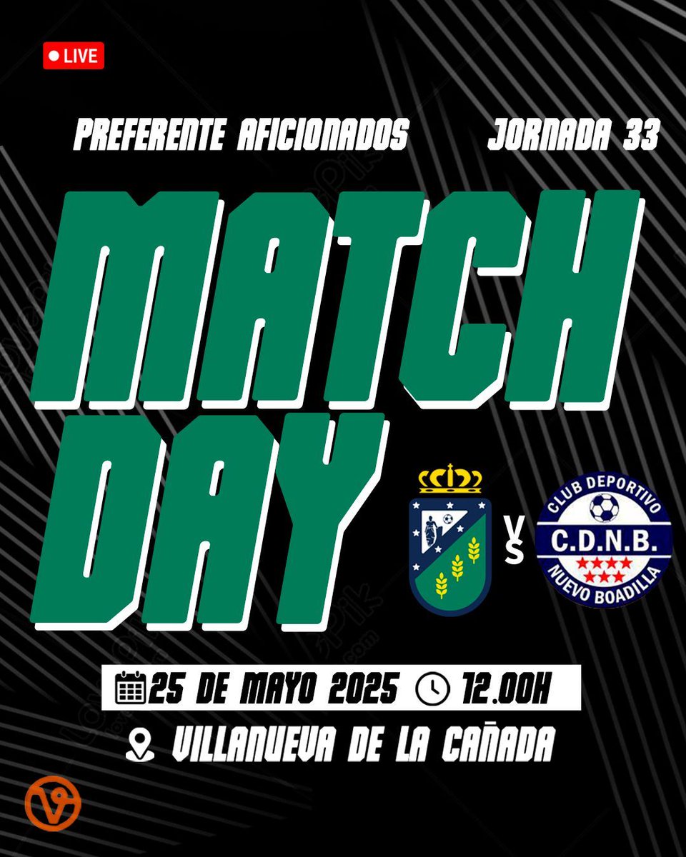 𝙎𝙀𝙉𝙄𝙊𝙍 𝘼🟡

🆚 CD Nuevo Boadilla
🗓 Domingo 25
🕐 12:00h
📍 Vva de la Cañada
📌 Jornada 33

🎟️Os recordamos que 𝙚𝙣𝙩𝙧𝙖𝙙𝙖 + 𝙗𝙚𝙗𝙞𝙙𝙖: 𝟯€

#Vemator patrocinador oficial

#vamosverdes #forzacañada #lacañadaisallin 💚