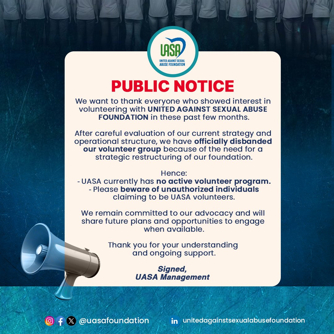 PUBLIC NOTICE

READ CAREFULLY
#uasa #uasafoundation