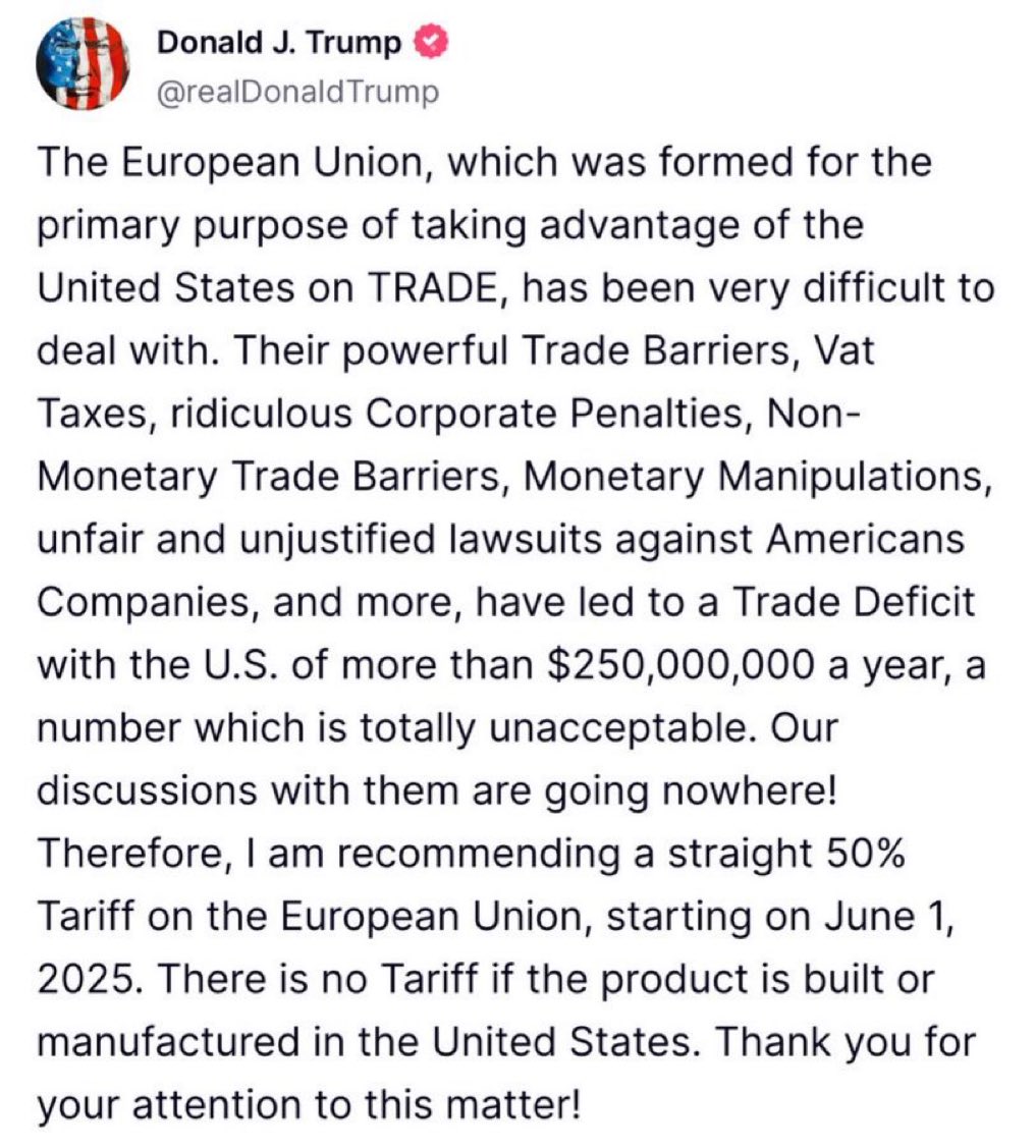 🔥 50% tariff on the EU!