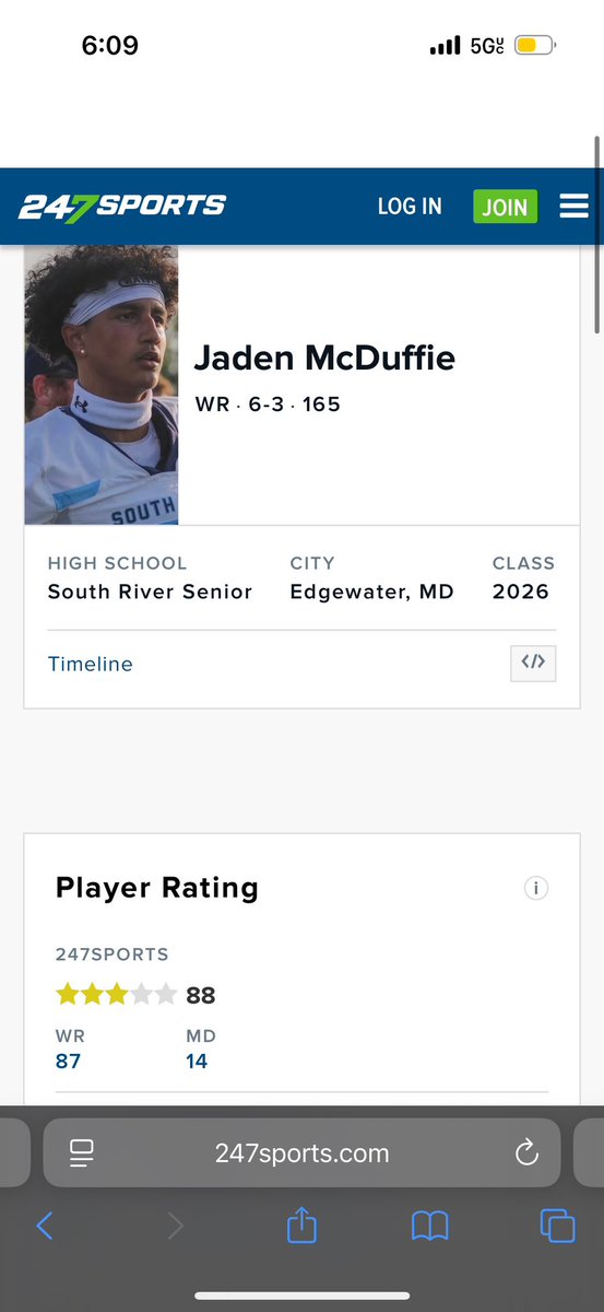 ๐๐Jaden McDuffie ๐๐ (@jadenduffie2026) on Twitter photo Blessed to have been rated a 3โญ๏ธ!
2nd highest rated Wr in MD
14th overall player in MD
87th Wr in the Nation
#AGTG
<a href="/247recruiting/">247Sports Recruiting</a> <a href="/BrianDohn247/">BrianDohn247</a> <a href="/247Hudson/">Hudson Standish</a> <a href="/FTRreport/">Fast Track Recruits</a> <a href="/mfarrellsports/">Mike Farrell</a> <a href="/CoachErxleben/">Coach Steve Erxleben</a> <a href="/CoachClark16x/">Kevin Clark</a> <a href="/Coach_J_Lundy/">Coach J Lundy (L.E.A.D)</a> Blessed to have been rated a 3โญ๏ธ!
2nd highest rated Wr in MD
14th overall player in MD
87th Wr in the Nation
#AGTG
<a href="/247recruiting/">247Sports Recruiting</a> <a href="/BrianDohn247/">BrianDohn247</a> <a href="/247Hudson/">Hudson Standish</a> <a href="/FTRreport/">Fast Track Recruits</a> <a href="/mfarrellsports/">Mike Farrell</a> <a href="/CoachErxleben/">Coach Steve Erxleben</a> <a href="/CoachClark16x/">Kevin Clark</a> <a href="/Coach_J_Lundy/">Coach J Lundy (L.E.A.D)</a>