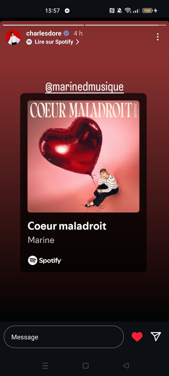 nath04031977's tweet photo. Après Ulysse c'est charles qui fait une story pour le single de Marine 🥰 #Charline #Marine #Charles #MarineDelplace https://t.co/IssGBmH8Li