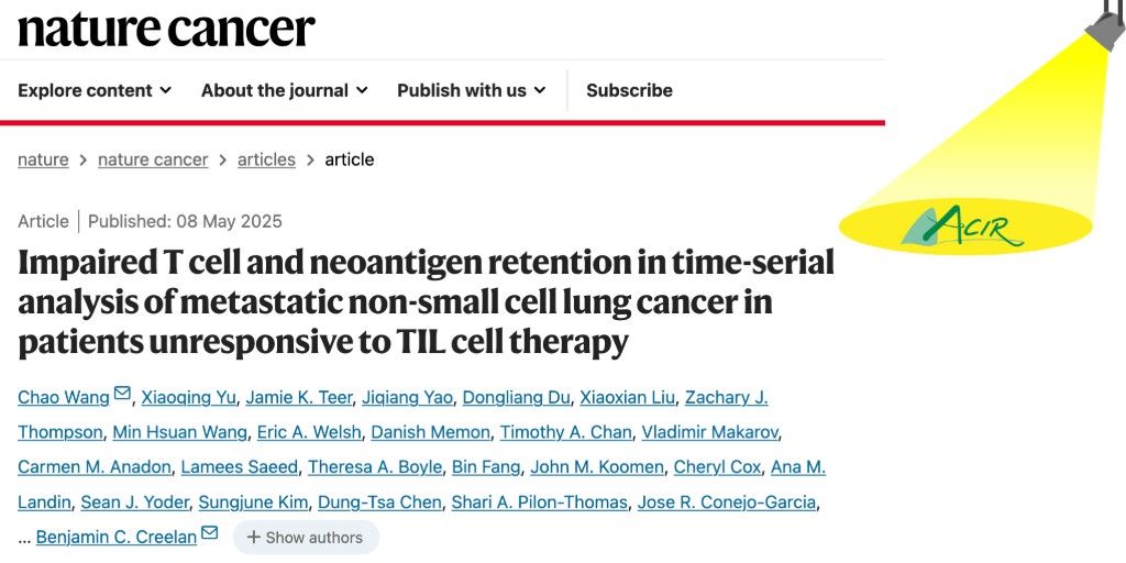 ACIR (@acir_org) on Twitter photo Wang et al. performed multidimensional analysis on longitudinal tumor and blood samples in a clinical trial of TIL therapy in 16 patients with metastatic NSCLC. bit.ly/43rBspk <a href="/BenCreelan/">Ben Creelan, MD</a> <a href="/MoffittNews/">Moffitt Cancer Center</a> Wang et al. performed multidimensional analysis on longitudinal tumor and blood samples in a clinical trial of TIL therapy in 16 patients with metastatic NSCLC. bit.ly/43rBspk <a href="/BenCreelan/">Ben Creelan, MD</a> <a href="/MoffittNews/">Moffitt Cancer Center</a>