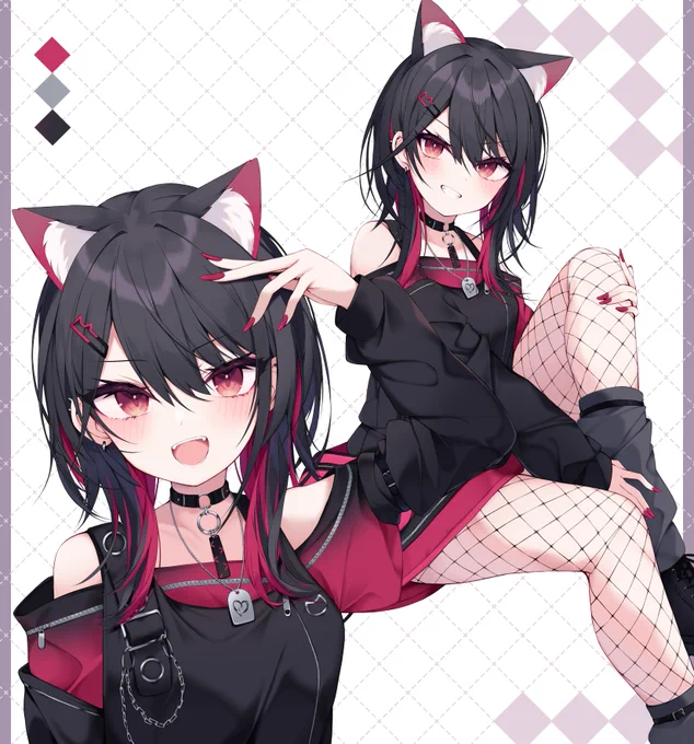 Skebで黒猫ちゃんキャラデザして描きましたっにゃーん 