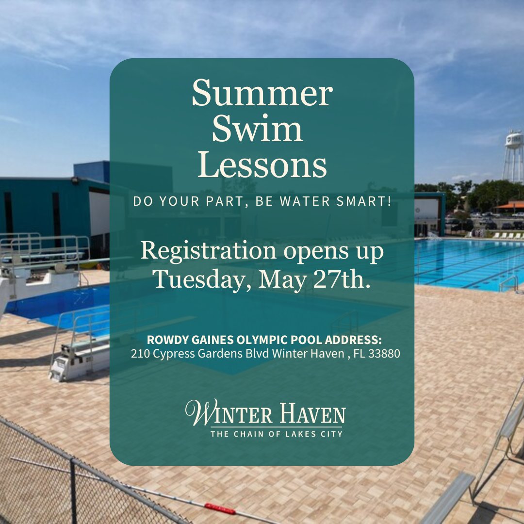 The wait is over!🎊Our long-awaited swim lessons are making a splash and returning soon! 🌊Registration opens Tuesday, May 27th, don’t miss your chance to dive in! 💦

Please visit our Aquatics page to learn more: ow.ly/sAZp50VVIV2