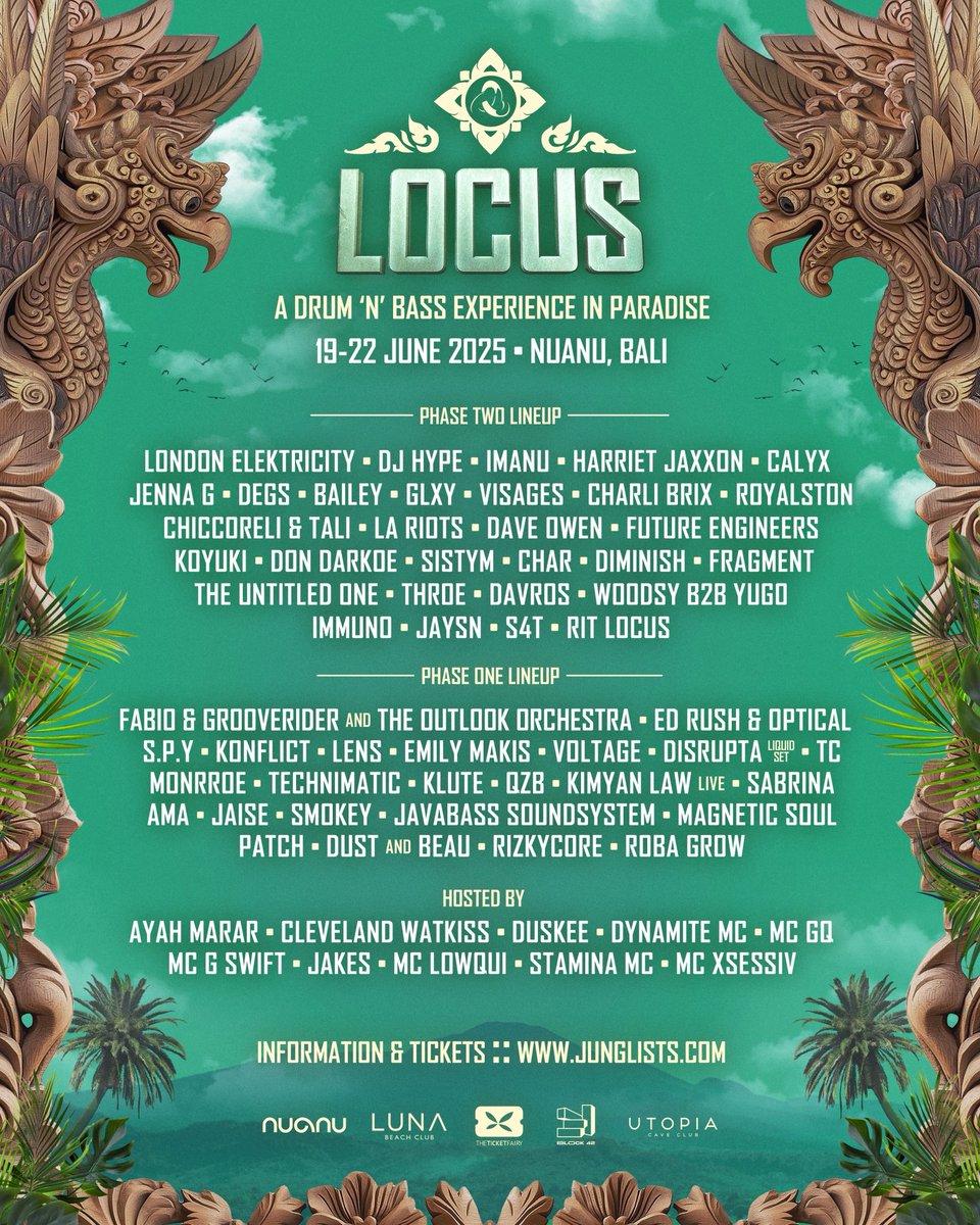 LOCUS's tweet image. LOCUS Bali 2025 phase two is here! More incredible music at one of the best venues in the world ✨
Tickets available from @TicketFairy at:
ticketfairy.com/event/locus-ba…