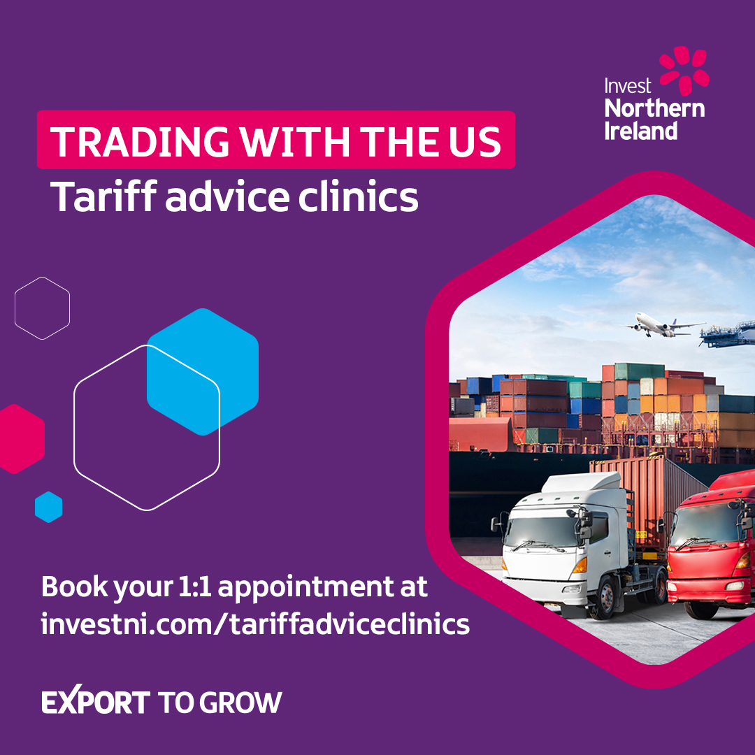 Trading with the US | Get free one-to-one tariff advice

The second <a href="/InvestNI/">Invest NI</a> clinic takes place:

🗓️ Thurs 29 May
🕙 10am - 4pm
📍 Invest NI office - Omagh

The clinics are open to any NI business exporting to or importing goods from the US.

Book now &gt;&gt; nibusinessinfo.co.uk/content/tradin…