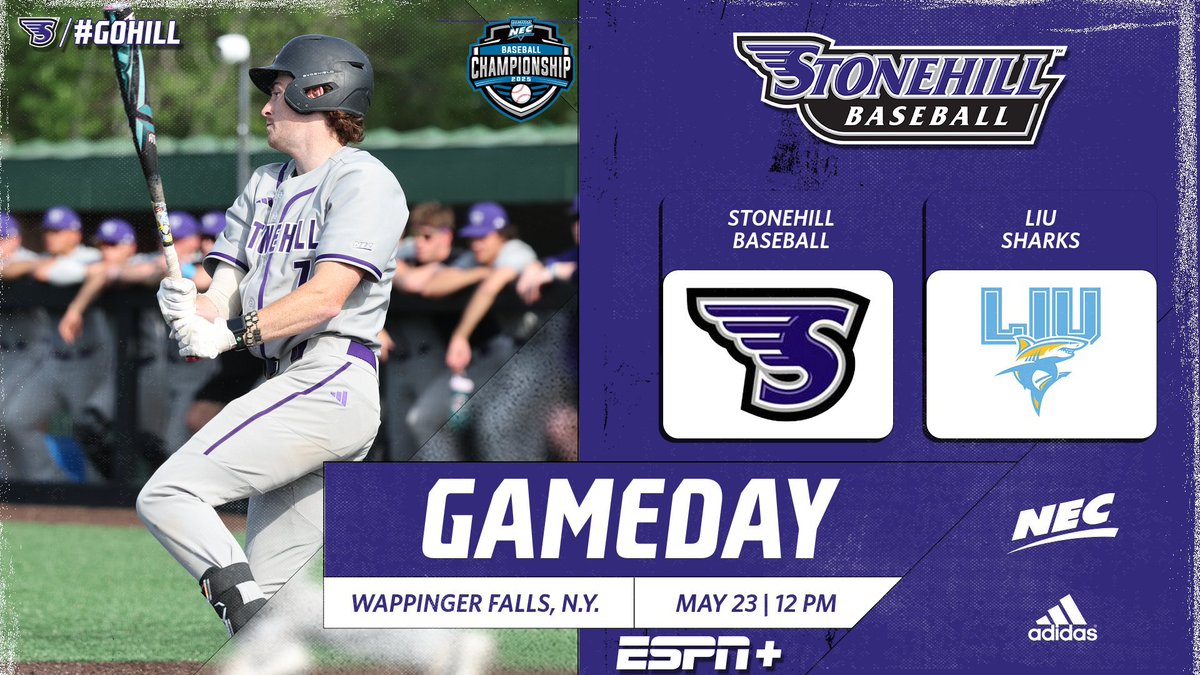 Stonehill Athletics (@gostonehill) on Twitter photo SKYHAWKS 🆚 SHARKS, PT. 4⃣
<a href="/StonehillBASE/">Stonehill Baseball</a> takes on LIU today at 12 PM in the opening game of the <a href="/necbaseball/">NEC Baseball</a> Postseason Tournament!!⚾️
📍Wappinger Falls, N.Y.
🏟️Heritage Financial Park
📺tinyurl.com/4vnutur8
📈tinyurl.com/45symm7p
#GoHill | #NECBaseball SKYHAWKS 🆚 SHARKS, PT. 4⃣
<a href="/StonehillBASE/">Stonehill Baseball</a> takes on LIU today at 12 PM in the opening game of the <a href="/necbaseball/">NEC Baseball</a> Postseason Tournament!!⚾️
📍Wappinger Falls, N.Y.
🏟️Heritage Financial Park
📺tinyurl.com/4vnutur8
📈tinyurl.com/45symm7p
#GoHill | #NECBaseball