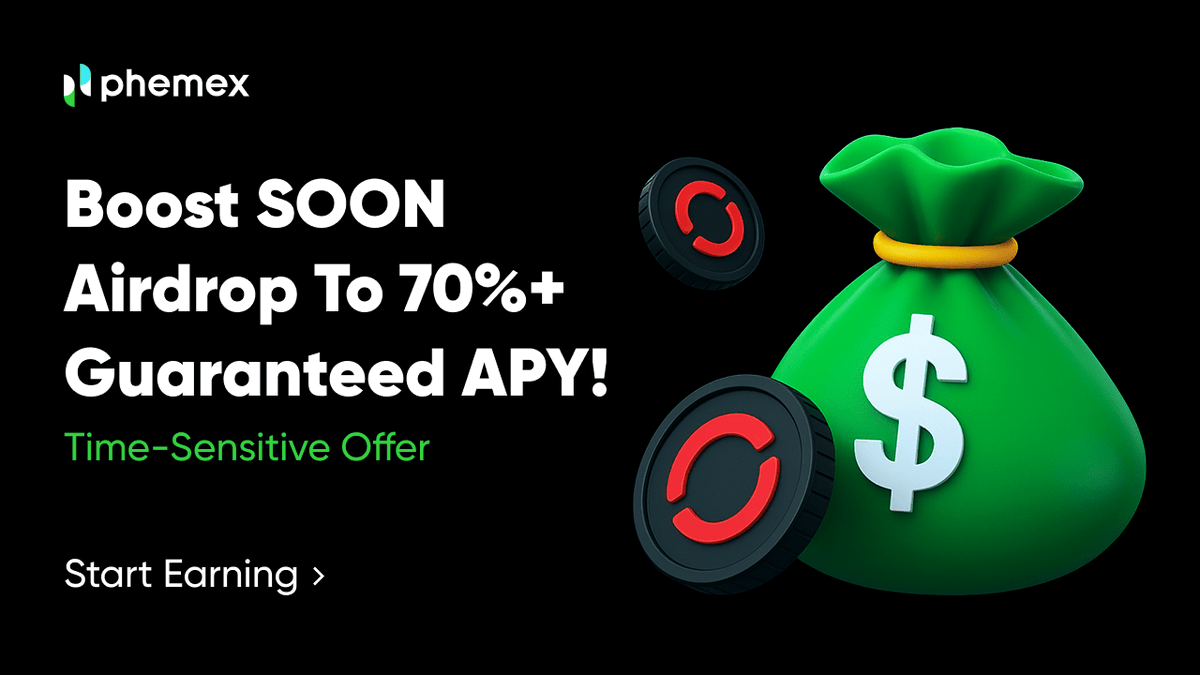 Phemex_official's tweet photo. Unlock industry-leading returns with our $SOON Token High-Yield Savings Promo! 🌟
⏰ May 23, 12:30 - May 26, 12:30 (UTC0)
🔹 7-Day Lockup: 70% APY
🔹 14-Day Lockup: 75% APY
🔹 Max: 5,000 SOON/user
👉 Log in and secure your spot now!
https://t.co/asaH5or07t
#Phemex #PhemexEarn