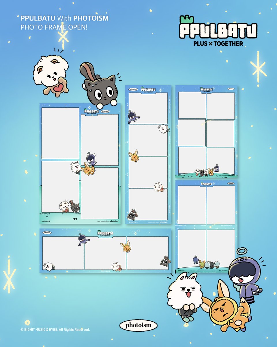 PHOTOISM WITH 뿔바투
COLLABO FRAME OPEN !

뿔바투가 내일에서 기다릴테니
MOA는 행복하기만 해 !! 🍀

귀여운 다섯 친구들과 함께하는 미래는
행복 💯 기쁨 💯 예약 완료 ❣

포토이즘에서 뿔바투와 함께
몽글몽글 귀여운 추억을 남겨보세요!

*종료 공지 전까지 프레임 촬영이 가능합니다.

📆