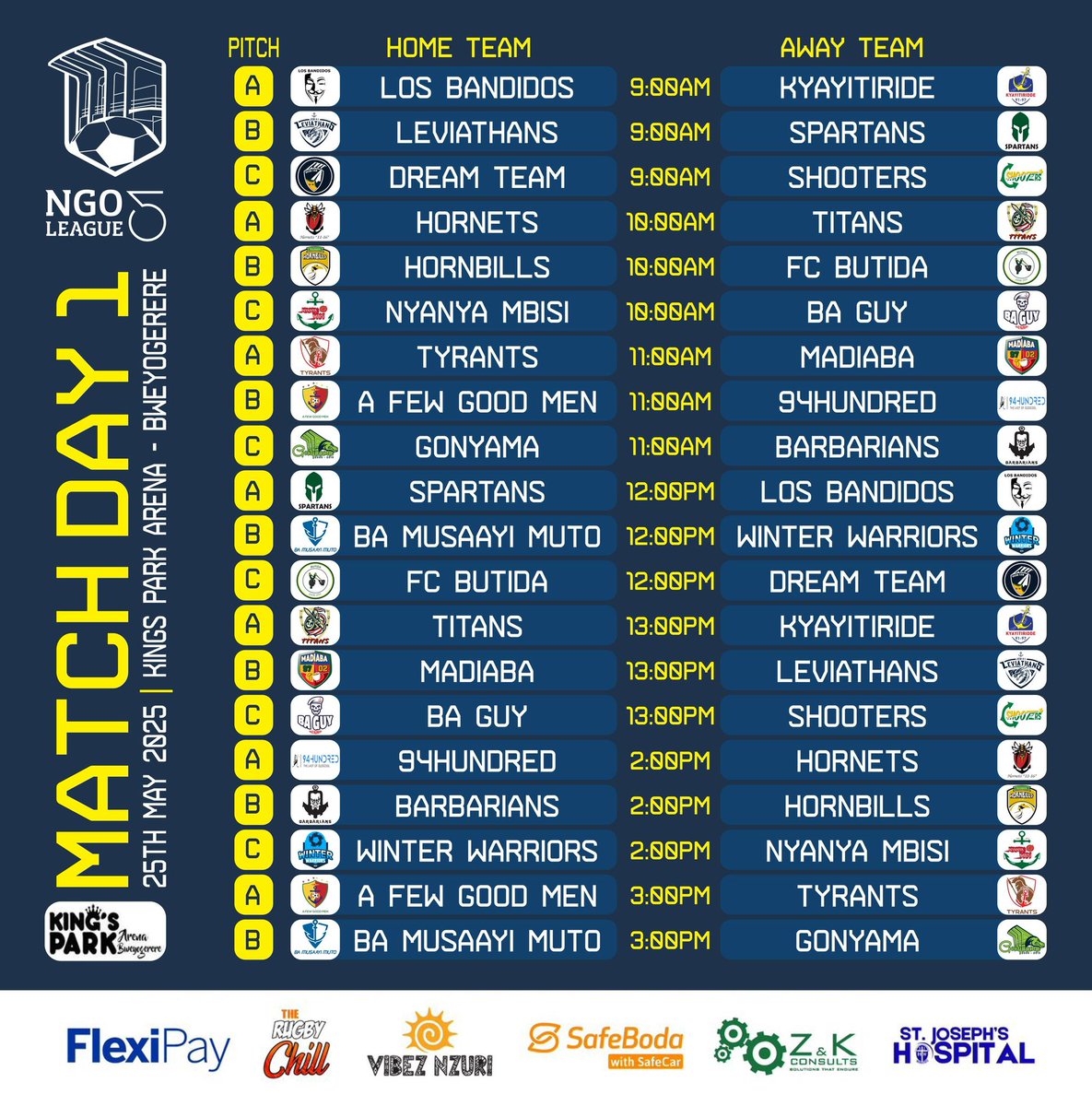 Match Day 1 Fixtures 📌

#TNLV