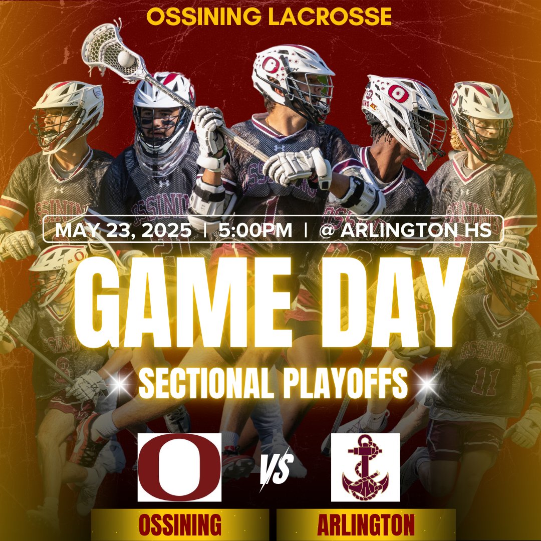 Ossining Boys Lacrosse (@opride_lax) on Twitter photo 🥍 GAME DAY🥍 <a href="/OSSATHLETICS/">OHS Pride Athletics</a>
💥 Sectional Playoffs Round 1
🆚 Arlington
⏰ 5:00pm
📍Arlington HS 🥍 GAME DAY🥍 <a href="/OSSATHLETICS/">OHS Pride Athletics</a>
💥 Sectional Playoffs Round 1
🆚 Arlington
⏰ 5:00pm
📍Arlington HS