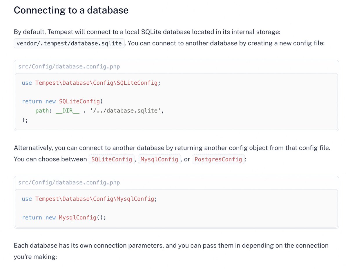 brendt_gd's tweet image. I've rewritten all the docs for Tempest's database component. Wow, it's pretty nice!
I think I'm starting to like our ORM, actually 🤔