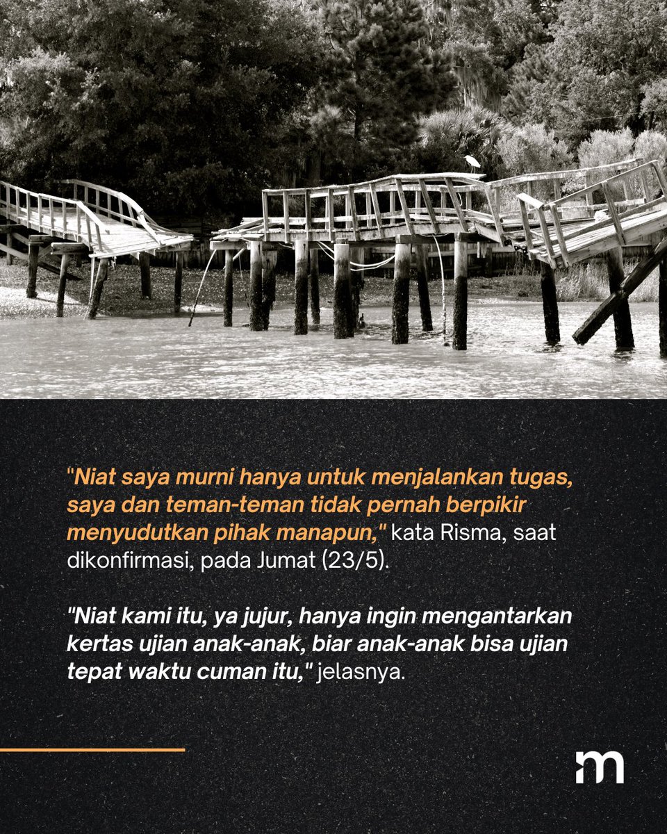 merdekadotcom's tweet photo. Masih Ingat Video Viral Guru SD Seberangi Jembatan Rusak?
Alih-alih mendapat respons perbaikan, para guru justru diminta menyampaikan permintaan maaf.
-
-
#Pendidikan #GuruPedalaman #JembatanRusak #Merangin #FaktaLapang #popartmdk #mdkan https://t.co/D6xbYik12D