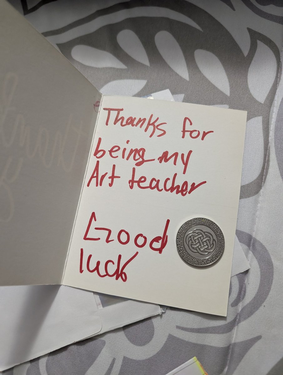 L. Aragón (@laragon_jds) on Twitter photo Received this beautiful thank you card yesterday from one of my art students! I asked, what is the coin for? She replied, "for good luck"❤️. Awww🥹 <a href="/JohnDrugan_PK8/">John Drugan PK-8</a> Received this beautiful thank you card yesterday from one of my art students! I asked, what is the coin for? She replied, "for good luck"❤️. Awww🥹 <a href="/JohnDrugan_PK8/">John Drugan PK-8</a>