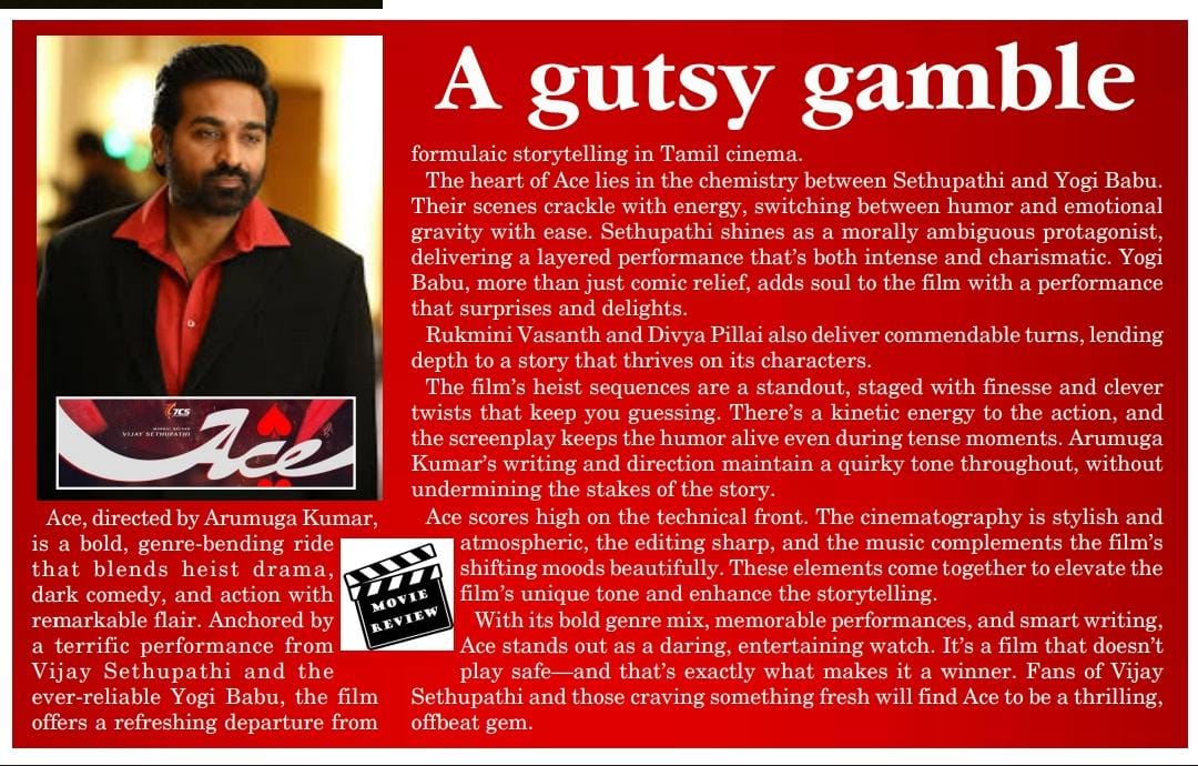 UVCommunication's tweet image. A gutsy gamble #ACE

 courtesy : #Newtoday on 23.05.2025

@VijaySethuOffl @rukminitweets @7CsPvtPte @Aaru_Dir  @justin_tunes @samcsmusic  @shreyaghosal @KapilKapilan_ #KaranBRawat @andrews_avinash @rajNKPK @DivyaPillaioffl @Denes_Astro @yogeshdir