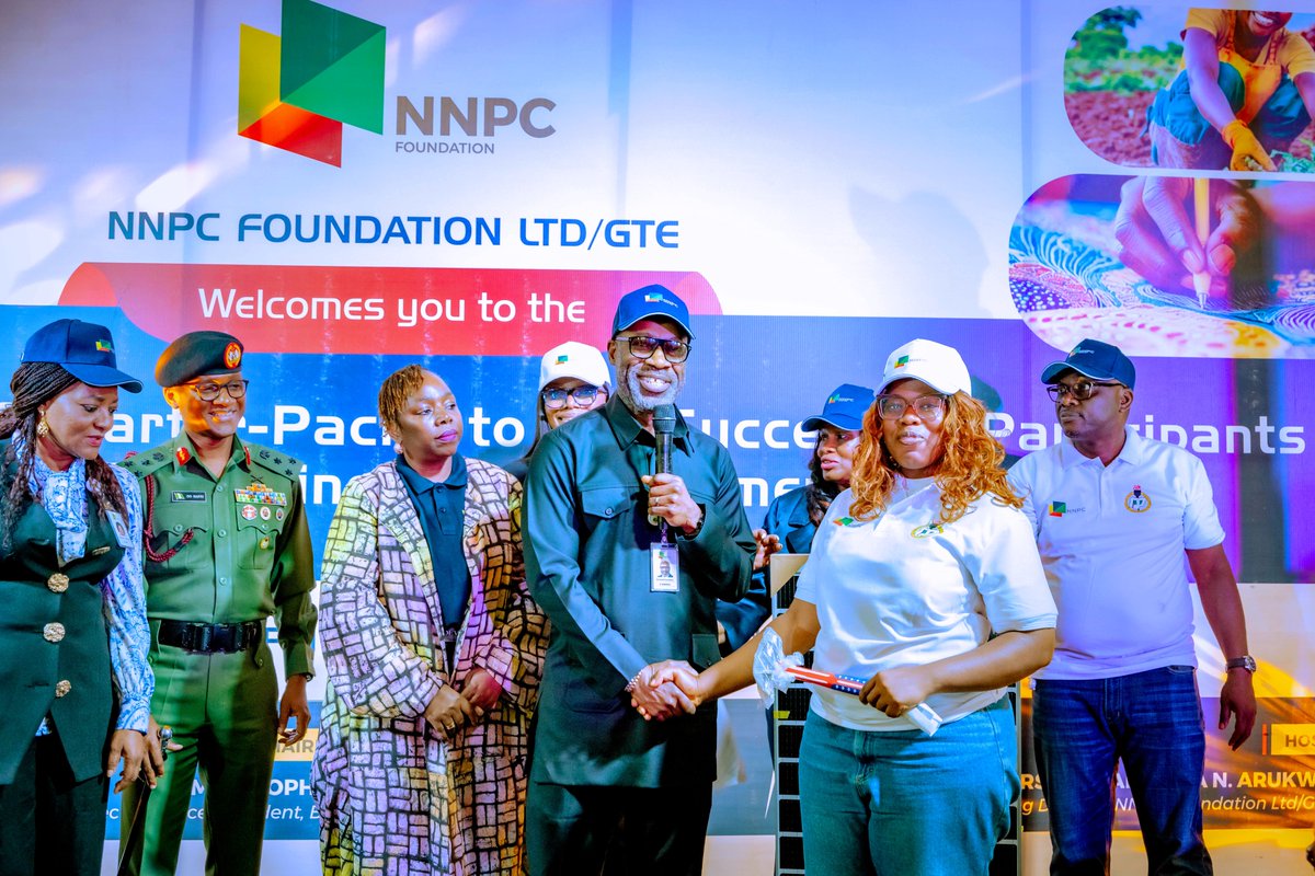 nnpclimited's tweet photo. [PHOTO NEWS]

The NNPC Foundation has empowered 531 NYSC members with business starter packs at a ceremony held yesterday in Abuja, Nigeria.

NNPC Ltd.'s Group CEO, Bayo Ojulari, represented by the Group COO, Roland Ewubare, emphasised the company's commitment to fueling aspirations and progress to drive economic growth in the country. 

#NNPCCares 
#EnergyforToday 
#EnergyforTomorrow