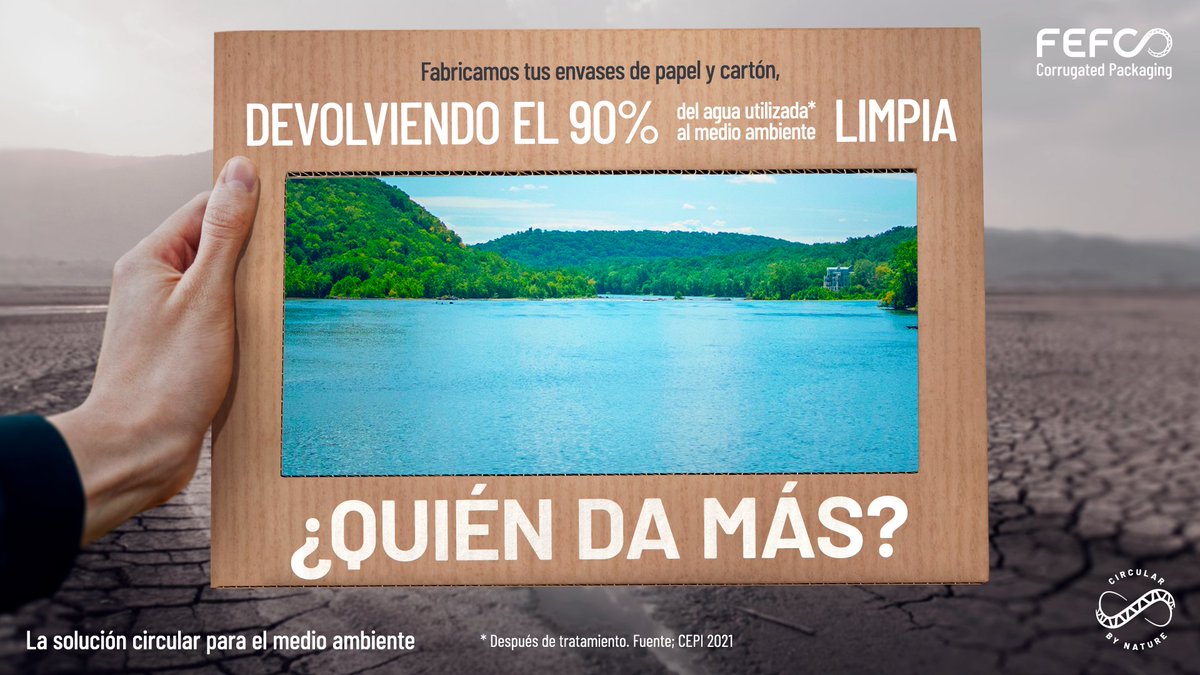 AFCOes's tweet image. 💧 El 90 % del agua utilizada en la fabricación de envases de #papel y #cartón se devuelve limpia al entorno.

Compromiso real con el medio ambiente.
#WHOELSE #Sostenibilidad #CircularPorNaturaleza