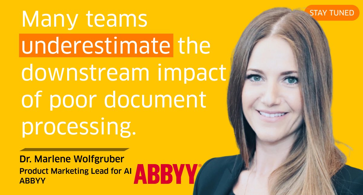 idpassoc's tweet image. What’s the cost of skipping Intelligent Document Processing?
Stay tuned for next week's opinion piece by Dr. Marlene Wolfgruber, Product Marketing Lead for AI at @ABBYY_Software, to find out.
#IntelligentDocumentProcessing #IDP #IntelligentProcessAutomation