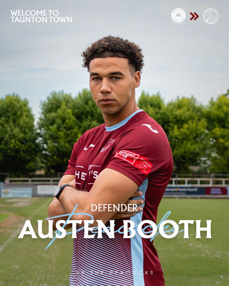 𝐖𝐞𝐥𝐜𝐨𝐦𝐞 𝐁𝐚𝐜𝐤 𝐀𝐮𝐬𝐭𝐞𝐧 𝐁𝐨𝐨𝐭𝐡 🖊️

Taunton Town Football Club is delighted to announce that defender Austen Booth will once again be a Peacock, bolstering the club’s defensive options ahead of the 2025–26 campaign.

Austen’s last club in England was Torquay