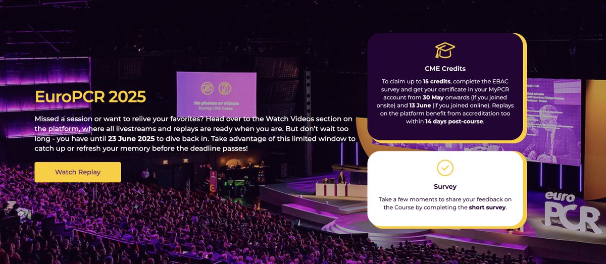 Ana Paula Tagliari (@tagliaripaula) on Twitter photo #EuroPCR has come to an end, but there are still a few important steps to complete:
✅ Claim up to 15 CME credits
📝 Complete the EBAC survey
💬 Share your feedback
📋 Fill out the short survey
▶️ Enjoy the #ReplayProgramme
<a href="/PCRonline/">PCRonline 🫀</a> <a href="/CuissetDr/">DrThomasCuisset</a> <a href="/nicolasdumonte1/">nicolas dumonteil</a> <a href="/NievesGonzalo1/">Nieves Gonzalo</a> #EuroPCR has come to an end, but there are still a few important steps to complete:
✅ Claim up to 15 CME credits
📝 Complete the EBAC survey
💬 Share your feedback
📋 Fill out the short survey
▶️ Enjoy the #ReplayProgramme
<a href="/PCRonline/">PCRonline 🫀</a> <a href="/CuissetDr/">DrThomasCuisset</a> <a href="/nicolasdumonte1/">nicolas dumonteil</a> <a href="/NievesGonzalo1/">Nieves Gonzalo</a>