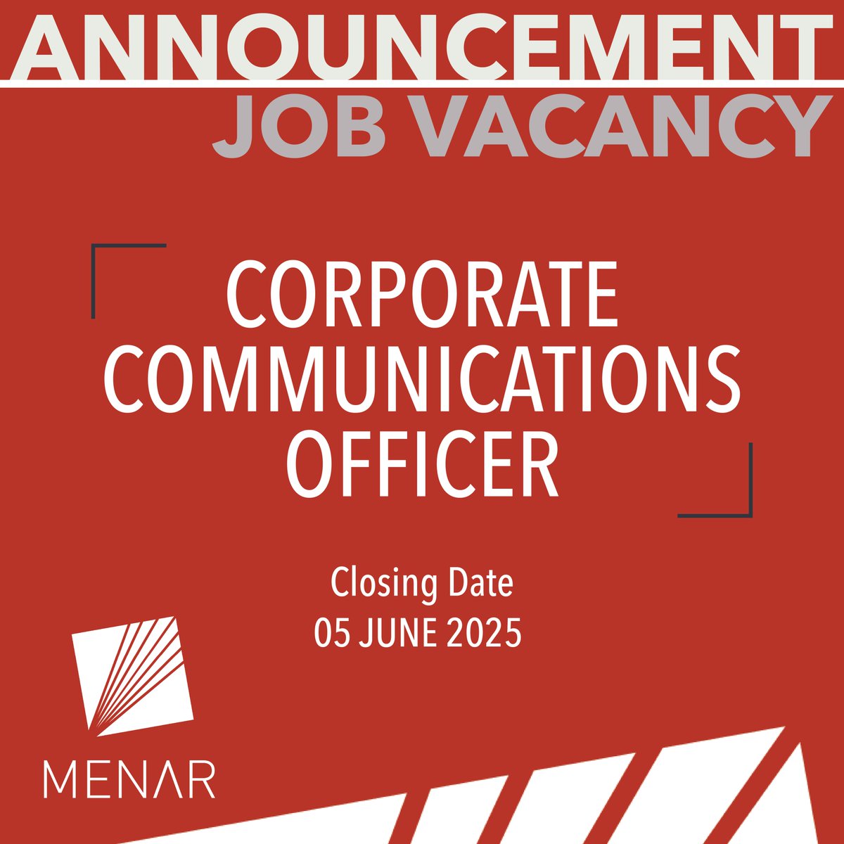 menarsocial's tweet photo. Job Vacancy Announcement: Menar has an opening for a Corporate Communications Officer.     

Check out the link: https://t.co/3qnxizV5tC to find the full job specs and how to apply.

Application closing date: 05 June 2025 #menar https://t.co/JxQCzyozul