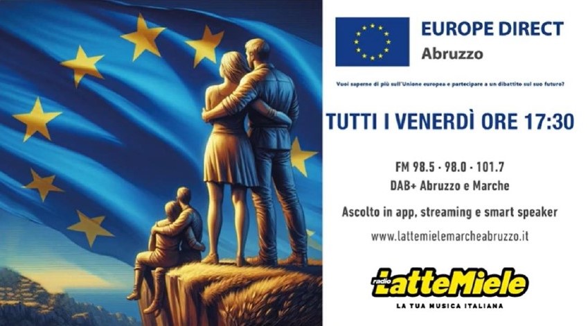 Appuntamento oggi alle 17.30 con la nostra rubrica. 
Seguici su Radio LatteMiele alle frequenze FM 98.5 - 98.0 - 101.7 o in DAB+ Abruzzo e Marche o ascoltaci tramite app, streaming e smart speaker sul sito: lattemielemarcheabruzzo.it.
#EuropeDirect #europainitalia #europarl_it