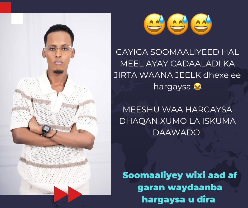 himilo_tv's tweet photo. Ar ma nooli maante kaalaya ila qosla 😂😂
@highlight #garaadsamirsulub #himilotv #xaqdoor https://t.co/keDLtThHnT
