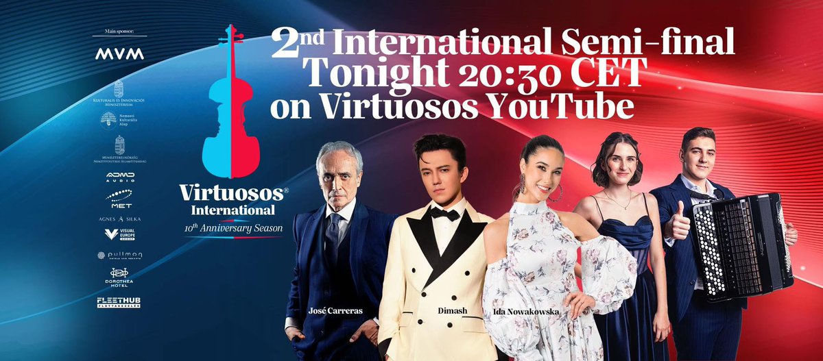 VirtuososTalent's tweet photo. Second international semifinal premieres today on our YouTube channel! 
20:30 CET 💙❤️

Premiere link: https://t.co/SU09K4X2rH

Click the “Notify me” 🔔#virtuosos10 https://t.co/J55TPUtahN