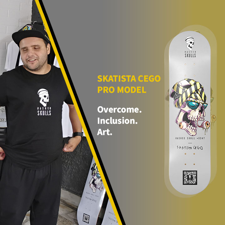 HashedSkulls's tweet photo. 🚀WE’RE BACK!🚀

Hashed Skulls, a proud Brazilian brand born in the heart of skate culture, presents the Nando Araújo Skatista Cego Pro Model deck! 🛹💀

Nando, with only 20% vision in one eye, shreds fearlessly, inspiring all. The deck rocks Hashed Skull #0347—a vibrant skull with a black-and-yellow headband and striped glasses, capturing Nando’s sharp senses and street vibe.

Brazil breeds skate legends, and this deck embodies Overcome. Inclusion. Art.

Join the movement for paraskate in the 2028 Paralympics! 🏆

Get yours now!
https://t.co/2uTOzAq7PV

#skatistacego #hashedskulls