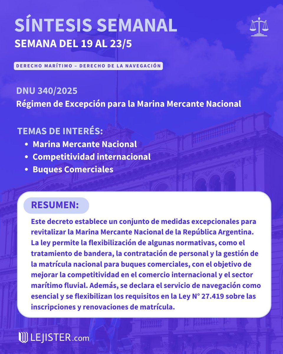 lejister's tweet photo. #SíntesisSemanal 🇦🇷

🔔 Te compartimos todas las normativas más relevantes de la semana.

¡No te la pierdas! https://t.co/CnwMGZVQhi