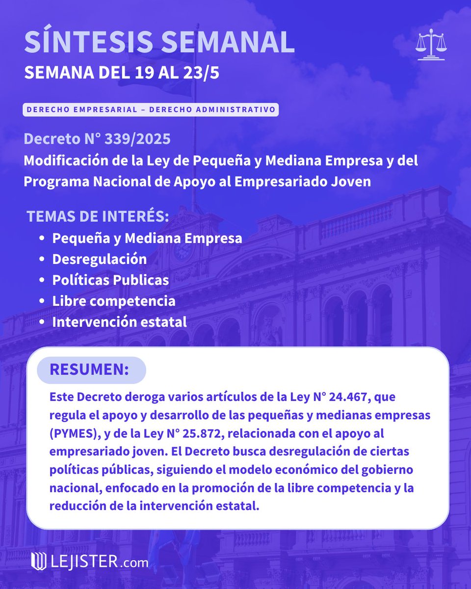 lejister's tweet photo. #SíntesisSemanal 🇦🇷

🔔 Te compartimos todas las normativas más relevantes de la semana.

¡No te la pierdas! https://t.co/CnwMGZVQhi