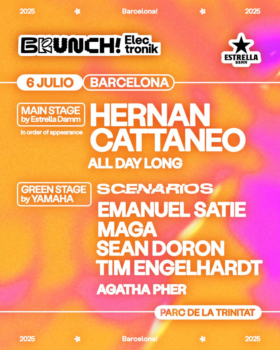 BARCELONA - All day long - Julio 6 
<a href="/Brunch_BCN/">Brunch Electronik Barcelona</a> 
es.ra.co/events/2155031
