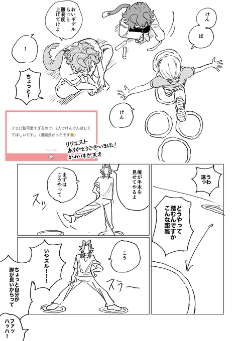 マショマロよりリクエスト
けんけんぱするフェロ監です 