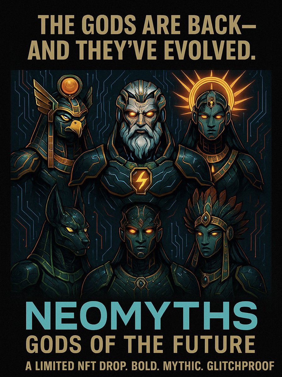 neo_myth's tweet photo. The gods are back—and they’ve evolved.
The first installment of 20 divine legends reimagined as cybernetic titans of the future.
NEOMYTHS: Gods of the Future
A limited NFT drop. Bold. Mythic. Glitchproof.
#NeoMyths #GodsOfTheFuture #NFTDrop #CryptoArt #PFPCollection #NFTCommunity #AIArt #Web3