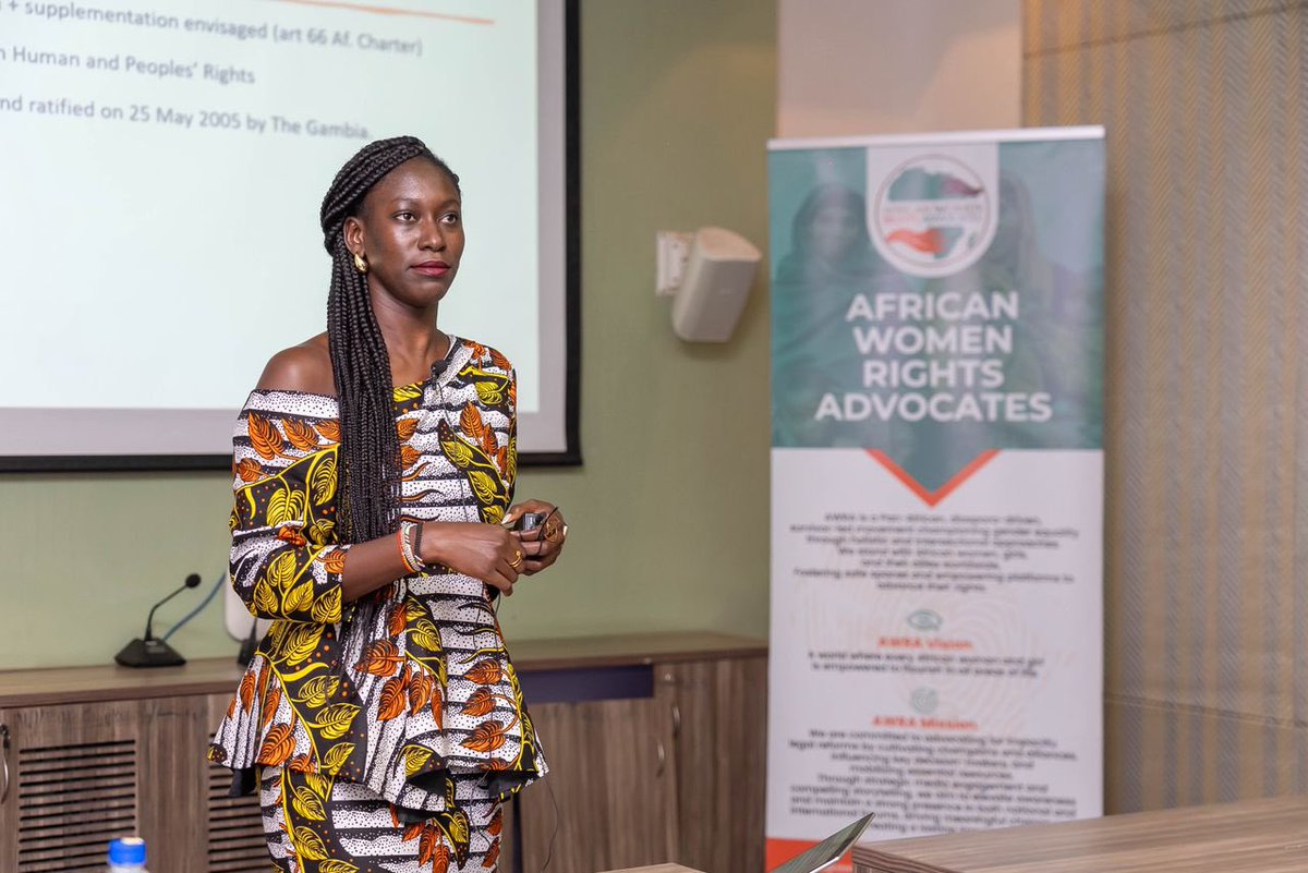 AWRA_org's tweet image. While presenting on Legal and Human Rights Frameworks. @awagaiesq reminded participants that FGM can still be prosecuted even if national laws fail, as The Gambia is a signatory to multiple regional and international treaties that uphold the rights of women and girls.