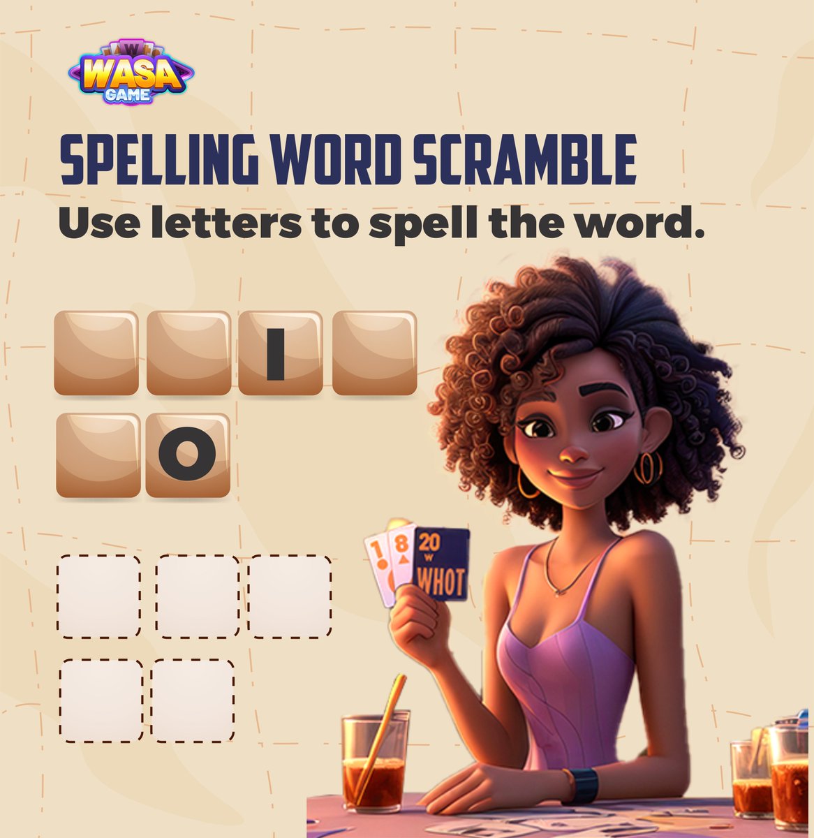 WASA_NG's tweet photo. 💰💥💰GIVEAWAY!! GIVEAWAY!! GIVEAWAY!!

📲SPELLING WORD SCRABBLE
Use letters to spell the word.

The first 5 people to get it right get credited immediately.

P.S. Ensure you drop your User IDs and answers in the comment section below.
#casinoonline #casinogame  #casinoonline https://t.co/i96hSIc3f3