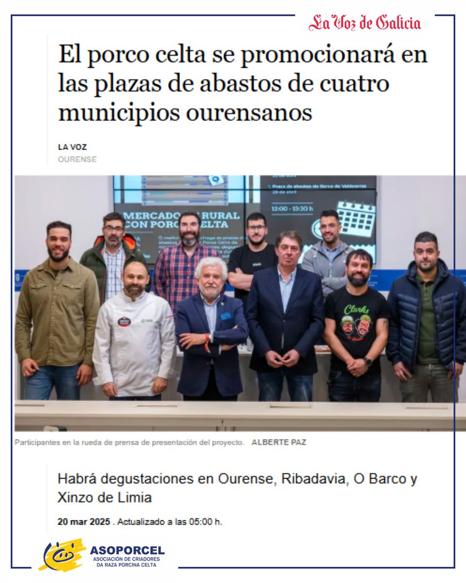 ASOPORCEL's tweet photo. 📰🐷 En abril achegamos o mellor do Porco Celta aos mercados de abastos da provincia de Ourense, en colaboración coa @DeputacionOU e de Cociña Ourense

➡️ @lavozdegalicia: https://t.co/gRB5PiTzdI

#PorcoCelta #InfinitasElaboracións https://t.co/Ryx4bOyhar