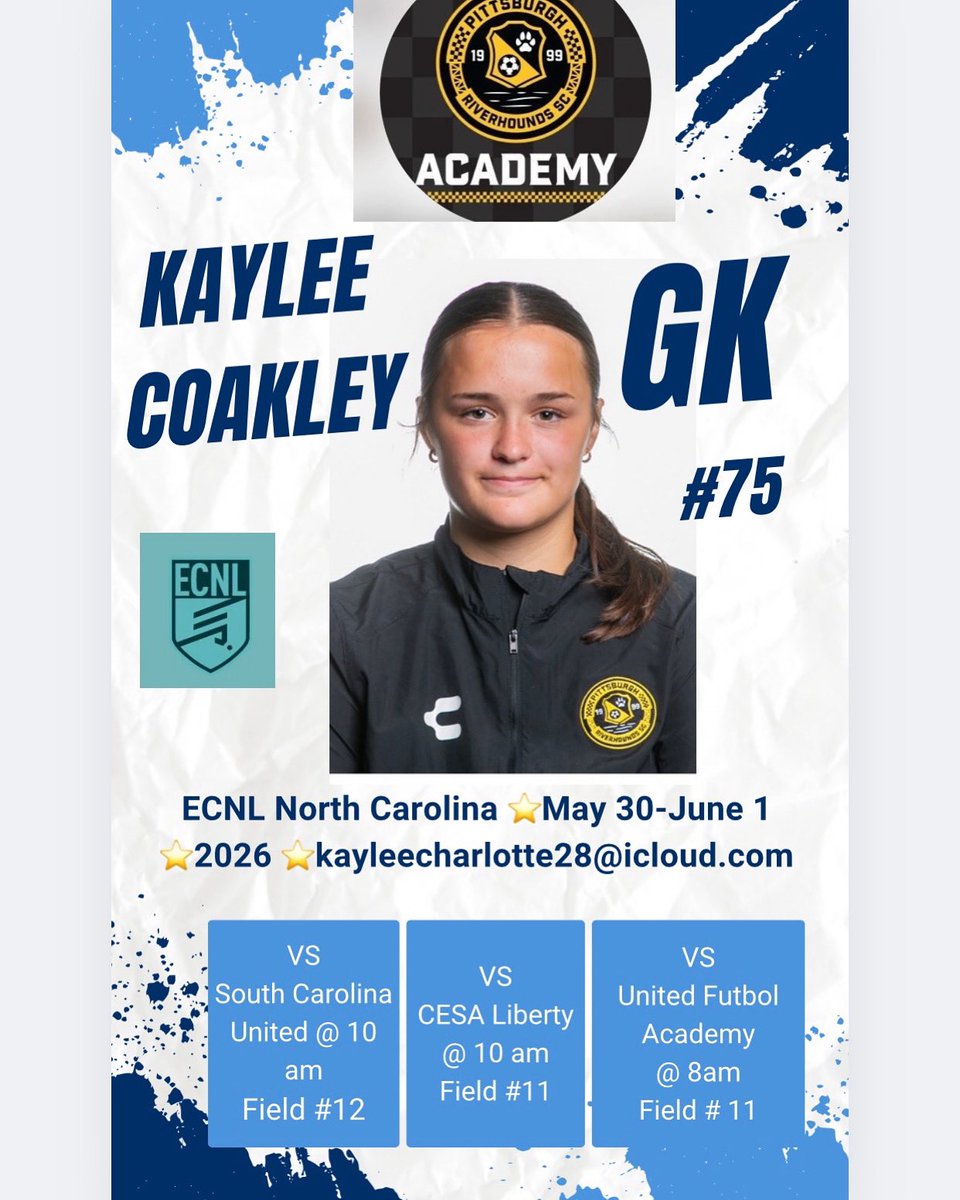 Kaylee Coakley- ECNL GK π§€2026 (@kayleecoakley26) on Twitter photo 1οΈβ£ week until ECNL North Carolina! Come check out our 2008 <a href="/HoundsAcademy/">The Riverhounds Academy</a> team! π§€<a href="/ImYouthSoccer/">ECNL/GA/Recruiting/College Soccer</a> <a href="/ImCollegeSoccer/">College Soccer Truth β’</a> <a href="/ugkalliance/">@unitedgkalliance</a> <a href="/gkpittsburgh/">Erik Eisenhut</a> <a href="/SunilSportsNews/">Sports News By Sunil Sunder Raj</a> <a href="/nxt1sports/">NXT 1</a> <a href="/gatorjack72/">Girls In The Game</a> <a href="/collegesoccercr/">College Soccer Creator</a> <a href="/CoastRecruits/">Coast 2 Coast Recruits</a> <a href="/GoMVB/">GoMVB Get Seen. Get Serious. Get to the Next Level</a> <a href="/scan1ansports/">κ±α΄α΄Ι΄Κα΄Ι΄ κ±α΄α΄Κα΄κ±β’οΈ</a> <a href="/YAthletesF/">Young Athletes Fitness</a> <a href="/Internespo/">Internespo - College Soccer</a> <a href="/ECNLOhioValley/">ECNL Ohio Valley Conference</a> 1οΈβ£ week until ECNL North Carolina! Come check out our 2008 <a href="/HoundsAcademy/">The Riverhounds Academy</a> team! π§€<a href="/ImYouthSoccer/">ECNL/GA/Recruiting/College Soccer</a> <a href="/ImCollegeSoccer/">College Soccer Truth β’</a> <a href="/ugkalliance/">@unitedgkalliance</a> <a href="/gkpittsburgh/">Erik Eisenhut</a> <a href="/SunilSportsNews/">Sports News By Sunil Sunder Raj</a> <a href="/nxt1sports/">NXT 1</a> <a href="/gatorjack72/">Girls In The Game</a> <a href="/collegesoccercr/">College Soccer Creator</a> <a href="/CoastRecruits/">Coast 2 Coast Recruits</a> <a href="/GoMVB/">GoMVB Get Seen. Get Serious. Get to the Next Level</a> <a href="/scan1ansports/">κ±α΄α΄Ι΄Κα΄Ι΄ κ±α΄α΄Κα΄κ±β’οΈ</a> <a href="/YAthletesF/">Young Athletes Fitness</a> <a href="/Internespo/">Internespo - College Soccer</a> <a href="/ECNLOhioValley/">ECNL Ohio Valley Conference</a>