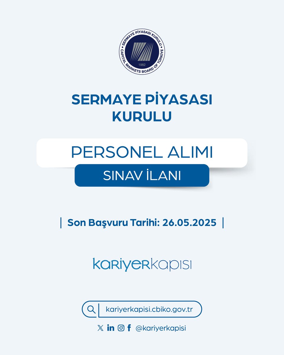 Sermaye Piyasası Kurulu personel alımı giriş sınavı için son 3 gün!

🔗 kariyerkapisi.cbiko.gov.tr 
🗓️ Son Başvuru Tarihi: 26 Mayıs 2025

<a href="/spkgovtr/">SPK</a>