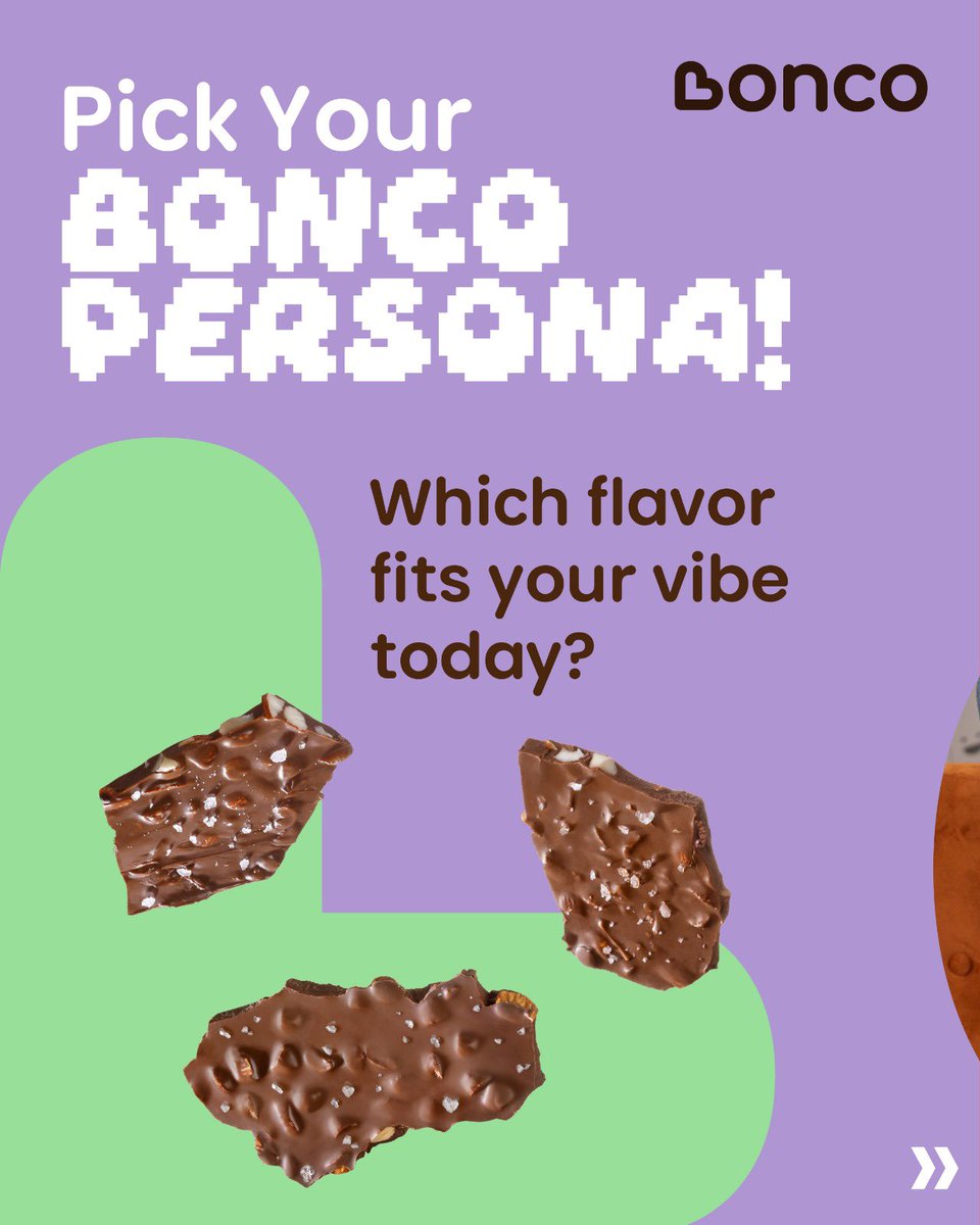 BoncoChocolates's tweet photo. “Tell us who you are - or who you want to be.”

🛒 Premium snacking options for the happy, healthy snacker in you!✨ 
Order now from our website: https://t.co/GsudZV2B7Q
🛍️ Also available at Nature’s Basket!

#boncopersona #boncochocolates #boncopersonality #boncomood https://t.co/XM5rXB7DIA