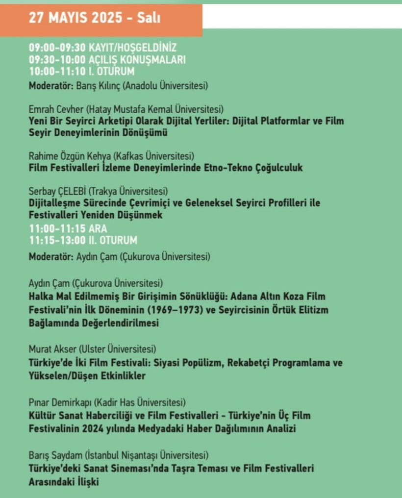 Eskişehir Film Festivali kapsamında 4. Film Festivalleri Sempozyumu 27-28 Mayıs tarihlerinde gerçekleşiyor.

Sempozyumda ben de son dönemde artış gösteren taşrada geçen ve film festivalleri aracılığıyla dolaşıma giren sanat filmlerini ele alan bir sunum yapacağım.