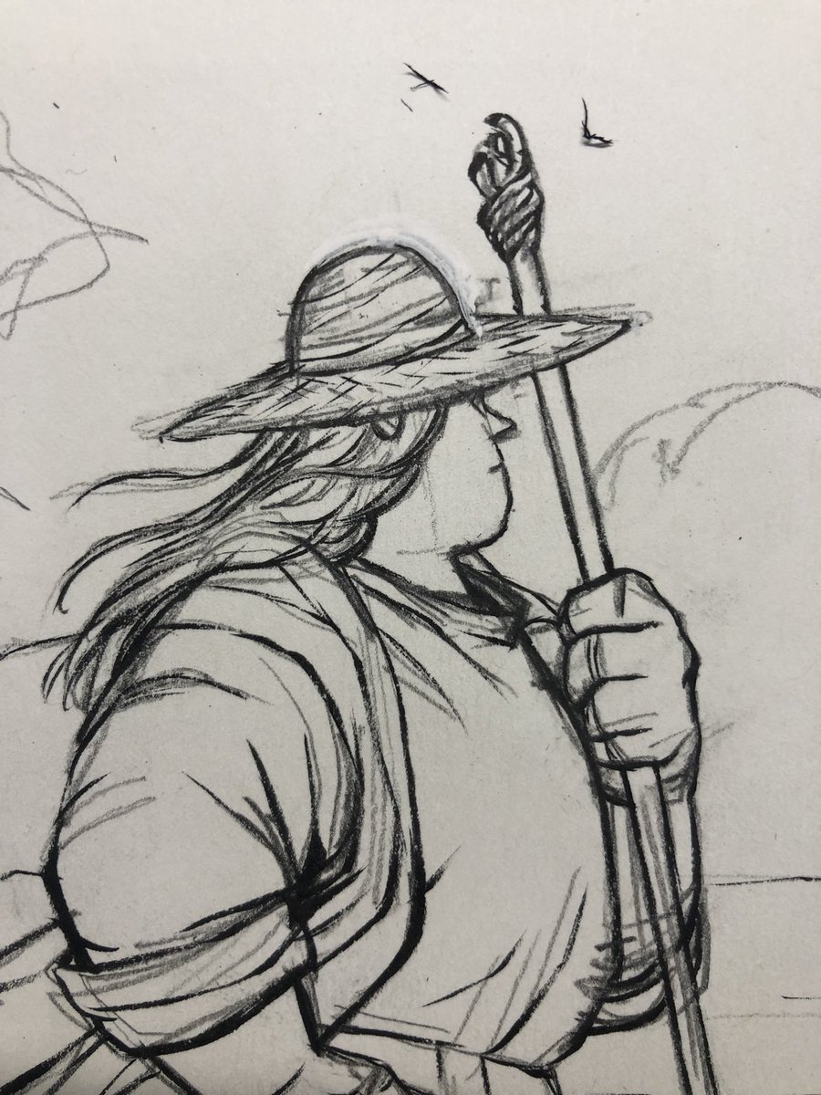 jonbergillus's tweet image. Putting together a little print to mark the launch of chapter 2. 
                                 
Mo is a shorts and sandals type of guy…even during the apocalypse. 

 #comicart #makecomics #fantasyart #inkdrawing #comiccreator #webcomics #comicartist #indiecomics