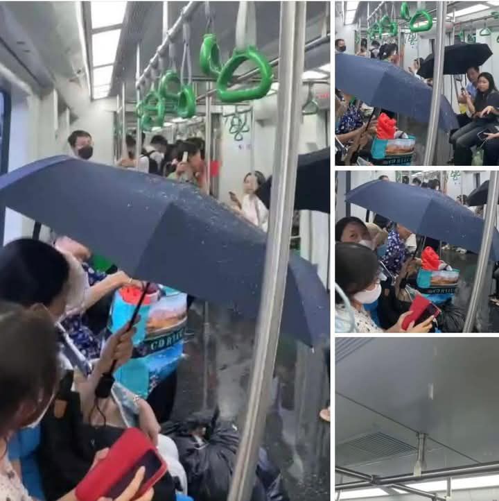 hoangphuctl's tweet photo. Chinese technology: Vietnam's first urban train line in Hanoi leaks. Passengers must bring umbrellas. https://t.co/ExuQXSsoGN