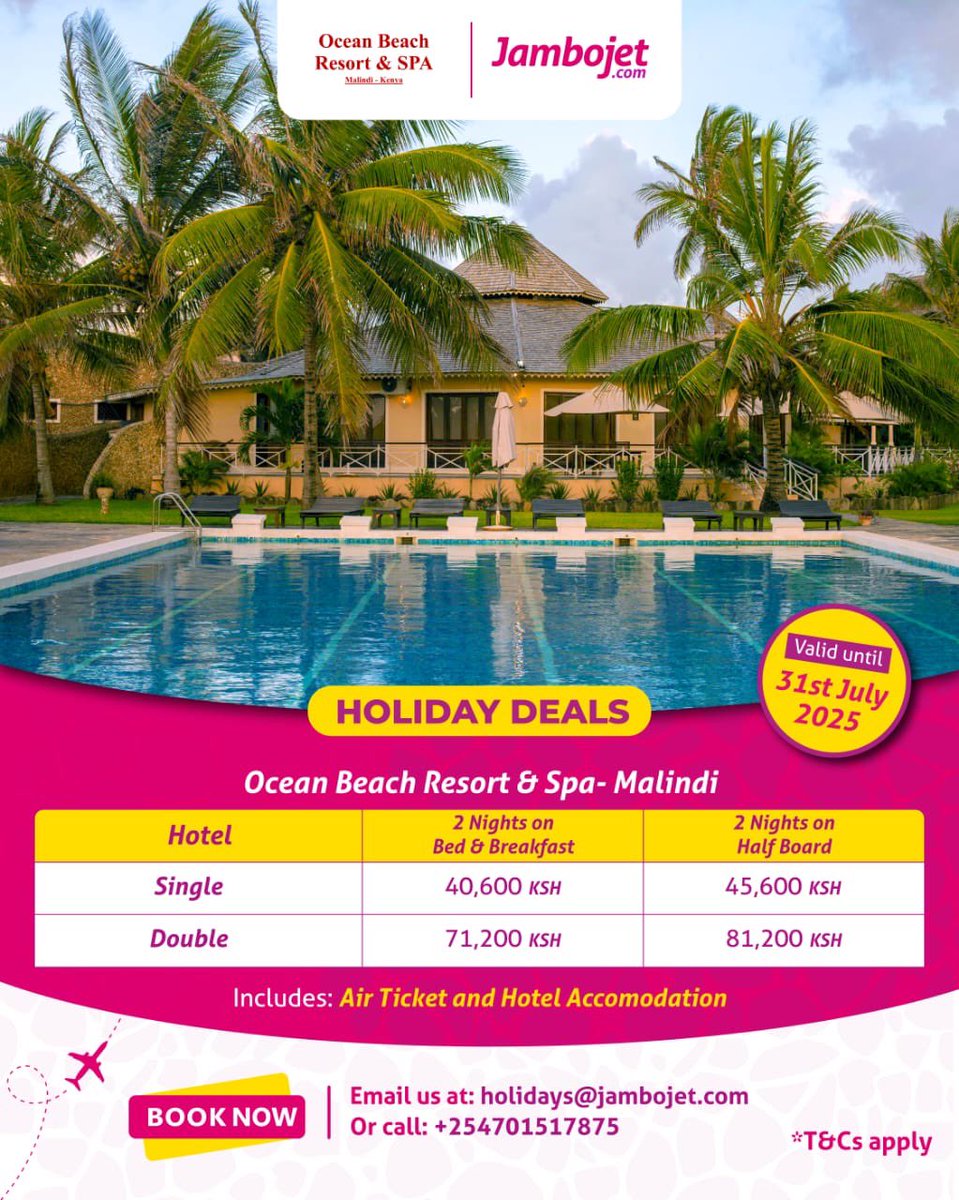 OceanBeach01's tweet photo. Imagine never having to stress about making numerous bookings for a single trip. Well we got you covered, just make that one single payment and your air ticket and accomodation is fully sorted 😁😁
•
•
•
•
•
#hotdeals #holiday #stressfreebooking 
#jambojet #jambojetholidays https://t.co/7lJA9CrcJK